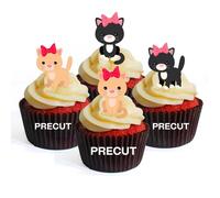 Cute Cats Kittens Theme Edible Cupcake Toppers - Wafer Cake Decorations (Pack of 12)