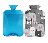 Cute Cats Kitty Hot Water Bottle with Cover, 2L Hot Water Bag for Pain Relief, Neck and Shoulder, Hand Feet Warmer