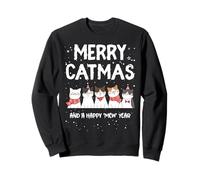 Cute Cats Merry Catmas Happy Mew Year cat Christmas snowy Sweatshirt