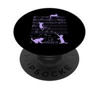 Cute Cats Music Notes Purple Musician Art PopSockets Adhesive PopGrip