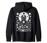 Cute Cats Mystical Moon Graphic Cat Kittens Zip Hoodie