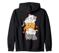 Cute Cats Pile Anime Kawaii Cats Owner Kitten Cat Parent Zip Hoodie