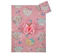 Cute Cats, PinkGift Wrap Pack, Two Sheets, Two Matching Tags and Two Co-ordinating Pale Pink Pull Bows. Perfect for Childs Ladies Gift, Birthday Present