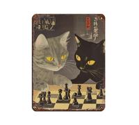 Cute Cats Playing Chess Retro Poster Metal Tin Sign Chic Art Retro Iron Painting Bar People Cave Cafe Family Garage Poster Wall Decoration 12x16inch(30x40cm)