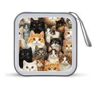 Cute Cats Portable CD Case Holder 48 Capacity Travel DVD Storage Boxs Wallet Bag