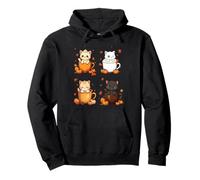 Cute Cats Pumpkin Spice Autumn Latte Vibes Coffee Pullover Hoodie