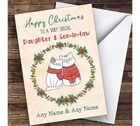 Cute Cats Romantic Daughter & Son-in-Law Personalised Christmas Card | Christmas Card | Any Relation Xmas Card