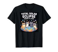 Cute Cats Total Solar Eclipse August 12 2026 Astronomy Value Graphic T-Shirt, Men, Black, XL