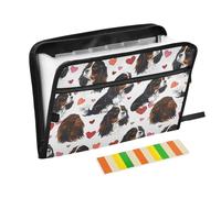 Cute Cavalier King Charles Dog Heart Expanding File Folder A4,13 Pockets File Organiser, Paperwork A4 Plastic Wallet Document Storage Expander for School,Office and Home