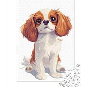 Cute Cavalier King Charles Spaniel 1000-Piece Puzzle for Adults, 52x38cm/1000pcs, A Relaxed Project for Colder Days; Low-dust Card Pieces for Tidy Sorting