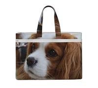 Cute Cavalier King Charles Spaniel,Canvas Document Bag Zipper File Tote Bag Handbag Briefcase for School Office