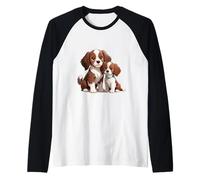 Cute Cavalier King Charles Spaniel Dogs Raglan Baseball Tee