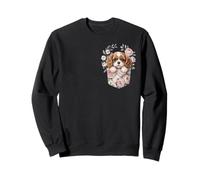 Cute Cavalier King Charles Spaniel Floral Pocket Dog Lover Sweatshirt