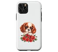 Cute Cavalier King Charles Spaniel Puppy Red Roses Art Case for iPhone 11 Pro
