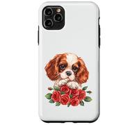 Cute Cavalier King Charles Spaniel Puppy Red Roses Art Case for iPhone 11 Pro Max