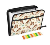 Cute Cavalier King Spaniel Dogs File Folder with Zipper 13 Pockets A4 Letter Size with Zipper Closure for Business Expandable File Jackets organizador