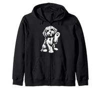 Cute Cavapoo Dog With Paw Graphic Design Zip Hoodie