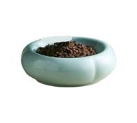 Cute Ceramic Cat Bowl, Dual-Purpose Food & Water Bowl, Anti-Overturning Double Layer Pet Bowl for Canned Food & Drinking(Blue)