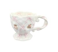 Cute Ceramic Coffee Mug with Cartoon Bear Pink Bow Mugs, 14 oz Novelty Unique Teacup for Milk Mocha Latte Cappuccino, Handmade Novelty Mugs for Office & Home, Gift for Women and Girls