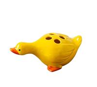 Cute Ceramic Duck Toothbrush Holder, Cartoon Duck Toothbrush Stand, Creative Small Duck Toothbrush Holder with 4 Hole, Animal Tooth Brush Stand, Bathroom Countertop Accessories(Yellow)