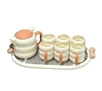 Cute ceramic large-capacity high-temperature resistant kettle is fresh, simple and exquisite-milk coffee