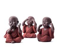 Cute Ceramic Monk Figurine, Zen Buddha Statue Ornament, Chinese Craft Gift for Home Decor