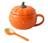 Cute Ceramic Pumpkin Mug with Lid,Large Capacity Halloween Coffee Cup, Ergonomic Handle for Cosy Autumn Tea, Hot Chocolate Latte, Festive Kitchen, Home Decor (18X14.5X12cm)
