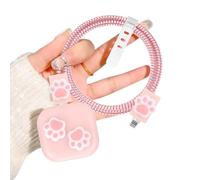 Cute Charger Cable Protector for Apple 20W USB-C Power Adapter Lovely Cat Claw Design Data Cable Wire Saver Soft Charging Protective Case for iPhone UK Power Adapter-Pink
