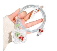 Cute Charger Cable Protector for Apple 20W USB-C Power Adapter with Red&Green Butterfly Pattern, Soft TPU Clear Data Cable Wire Saver Cord Charger Protector for iPhone Adapter
