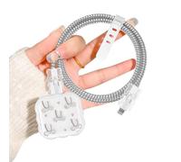 Cute Charger Cable Protector for Apple 20W USB-C Power Adapter with Silver Butterfly Bow-Tie Pattern, Soft TPU Wave Frame Clear Data Cable Wire Saver Cord Charger Protector for iPhone Adapter