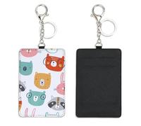 Cute Charming Animals Bus Pass Card Holder with Key Ring Bus Pass Holder for Women Men with 2 Card Slots Slim Wallet for Nurse Teacher Student Meal Bank Credit Cards Daily Use Driver Accessories
