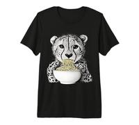 Cute Cheetah Eating Ramen Noodles Big Cat Lover Premium T-Shirt
