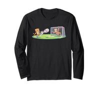 Cute Cheetah Kicks Ball Sloth Goalie Soccer Cartoon Cool Long Sleeve T-Shirt