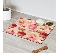 Cute Cherries Cupcake Pet Feeding Mat for Cat Dog Water Bowl Food Mats Pet Feeding Mats Absorbent Nti-Slip Contain Spills Protects Floors Placemat 30.4 x 50.8 cm