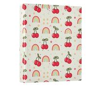 Cute Cherry and Rainbow 3 Ring Binder 1.5 Inch Round Ring Binder View Binder Holds 200 Documents for Home School Office Use