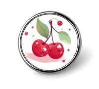 Cute Cherry Badges Circle with Button Design, Personalized Picture Pin Brooches, Round Badge Holders for Decorate Hat Shirt Clothing Bag Accessories