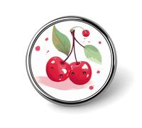 Cute Cherry Badges Decorative, Durable Aluminum Alloy Round Badge, Lightweight Button Brooch for Shirts, Jackets, Hats, Uniforms 1"