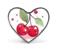 Cute Cherry Badges Heart with Button Design, Personalized Picture Pin Brooches, Heart Badge Holders for Decorate Hat Shirt Clothing Bag Accessories