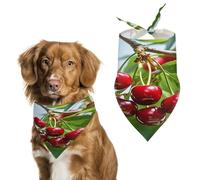 Cute Cherry Dog Bandana Adjustable Pet Scarf Soft Washable Polyester Triangle Bib Lightweight Breathable Pet Bib for Dogs Cats Puppies Suitable for Holiday Birthday