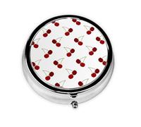 Cute Cherry PatternMeta Pill Box 3 Compartment Medicine Case,Portable Organizer