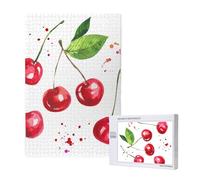Cute Cherry Printed,1000 Pieces Wooden Jigsaw Family Game Jigsaw Puzzles for Adults Teens