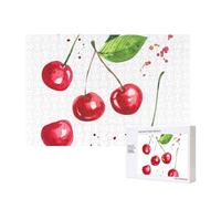 Cute Cherry Printed,300 Pieces Wooden Jigsaw Family Game Jigsaw Puzzles for Adults Teens Home Decor