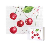 Cute Cherry Printed,500 Pieces Wooden Jigsaw Family Game Jigsaw Puzzles for Adults Teens Home Decor
