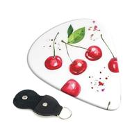 Cute Cherry Printed Guitar Picks 6 Pcs Guitar Plectrum Acoustic Electric Guitar Pick For Bass Electric Acoustic Guitars Ukulele Thin Medium Thick Set 0.96mm