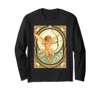 Cute Cherubic Figure with Art Nouveau Florals Long Sleeve T-Shirt
