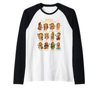 Cute Chibi Ancient Greek Mythology Gods & Goddesses Raglan Baseball Tee