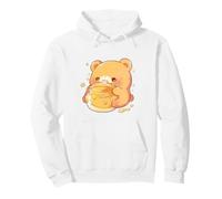 Cute Chibi Bear Eating from a Honey Jar Funny Kawaii Art Pullover Hoodie