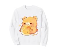 Cute Chibi Bear Eating from a Honey Jar Funny Kawaii Art Sweatshirt