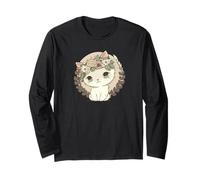 Cute Chibi Cat with a Flower Crown Long Sleeve T-Shirt