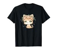 Cute Chibi Cat with A Pink Flower Crown T-Shirt